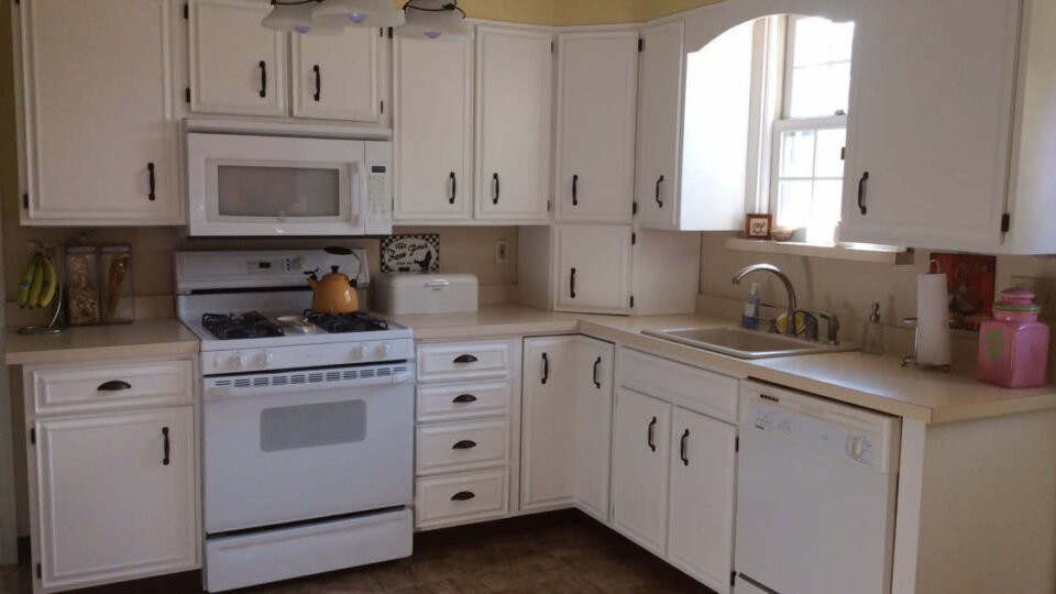 Residential kitchen interior painted white