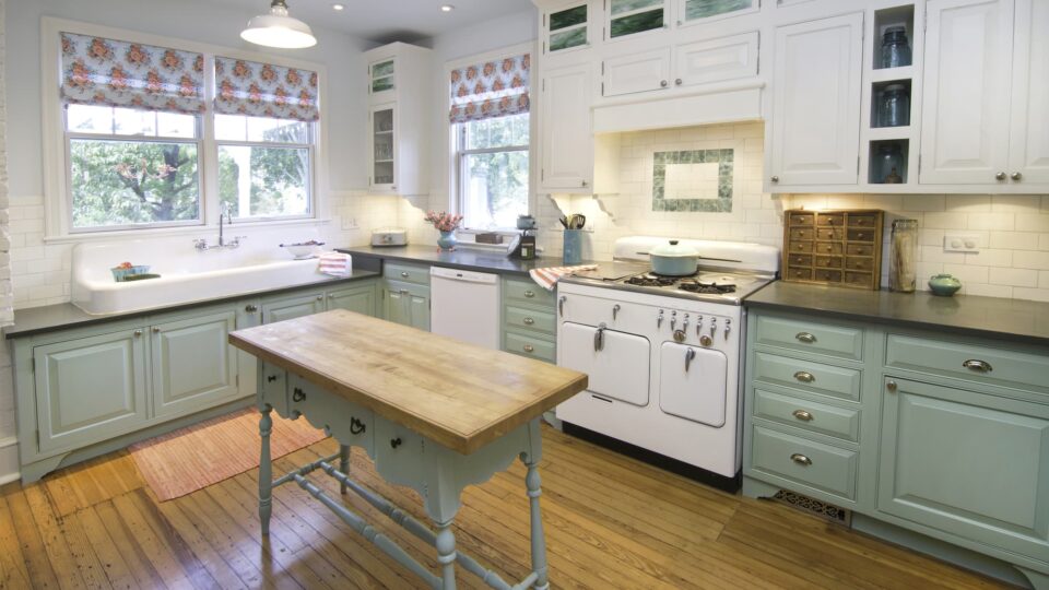 Aqua kitchen cabinets